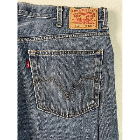 Levi's 40x32 560 Comfort Fit Medium Wash Denim Mens Jeans